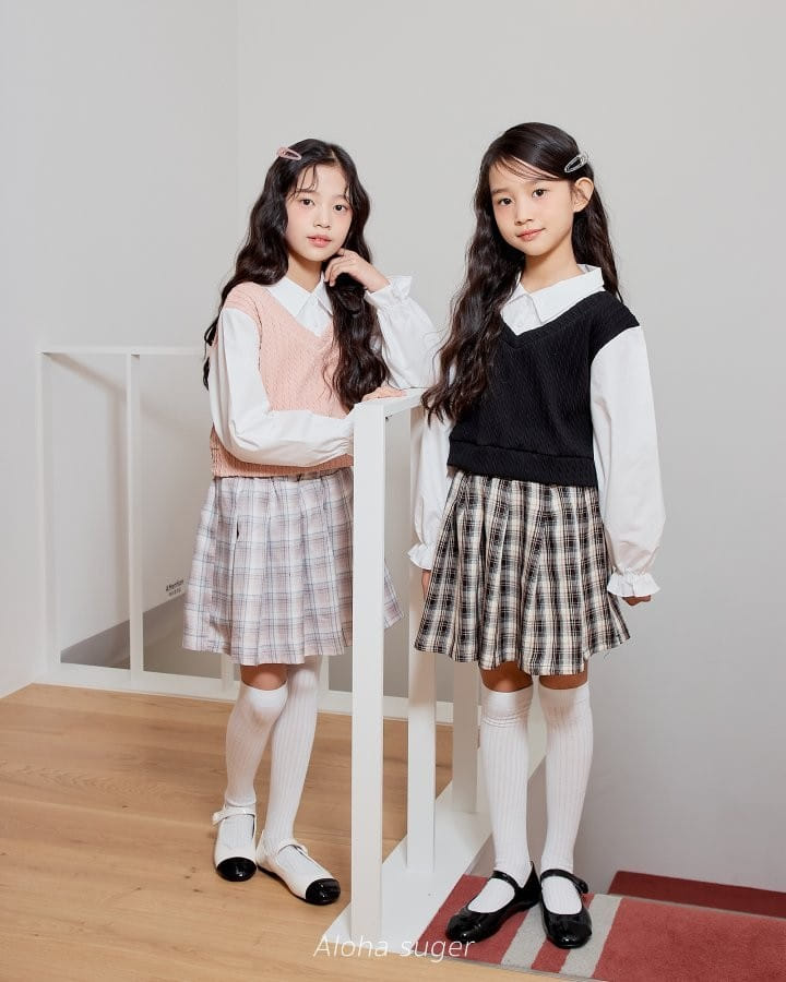 Aloha Suger - Korean Children Fashion - #Kfashion4kids - Check Wrinkle Skirt - 3