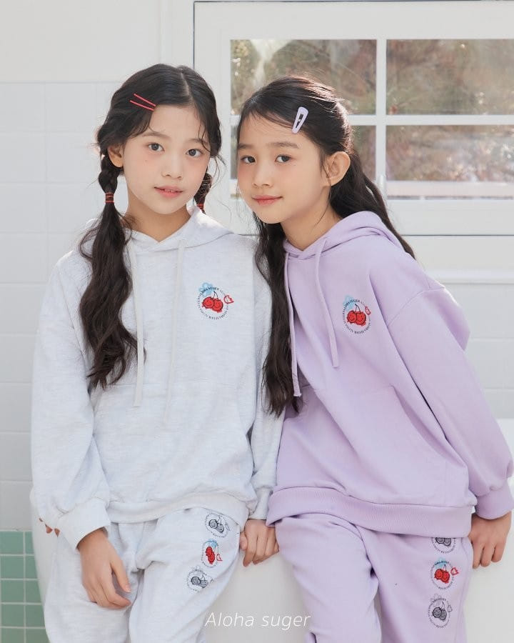 Aloha Suger - Korean Children Fashion - #Kfashion4kids - Cherry Ble Top Bottom Set - 2