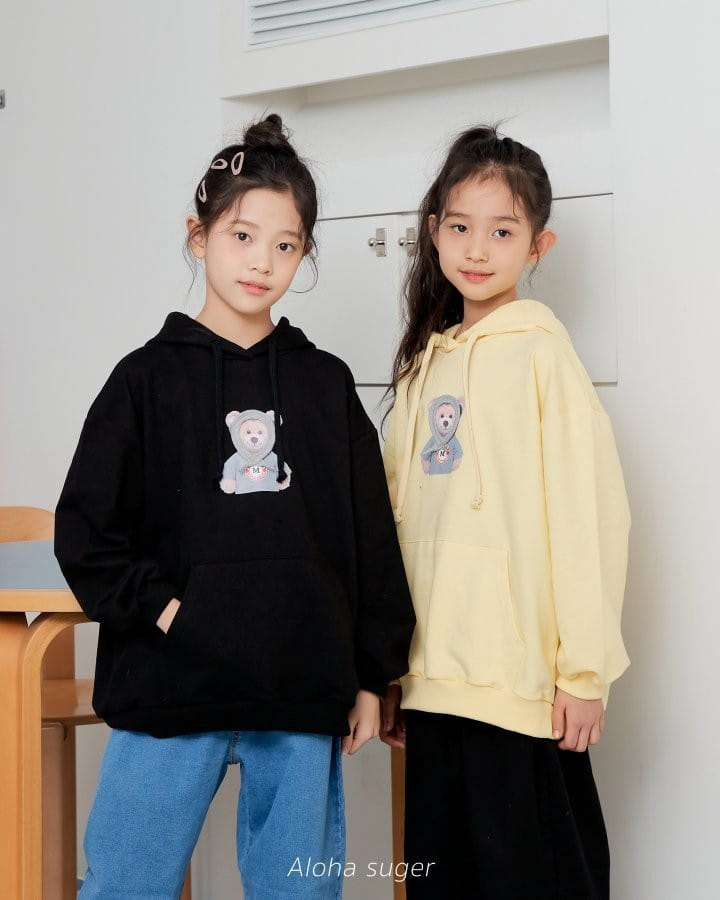 Aloha Suger - Korean Children Fashion - #discoveringself - Point Bear Hoody Tee - 2