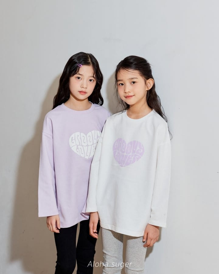 Aloha Suger - Korean Children Fashion - #kidsstore - Heart Long Tee - 6