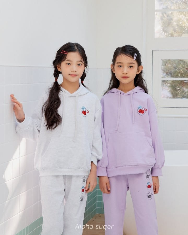 Aloha Suger - Korean Children Fashion - #kidzfashiontrend - Cherry Ble Top Bottom Set