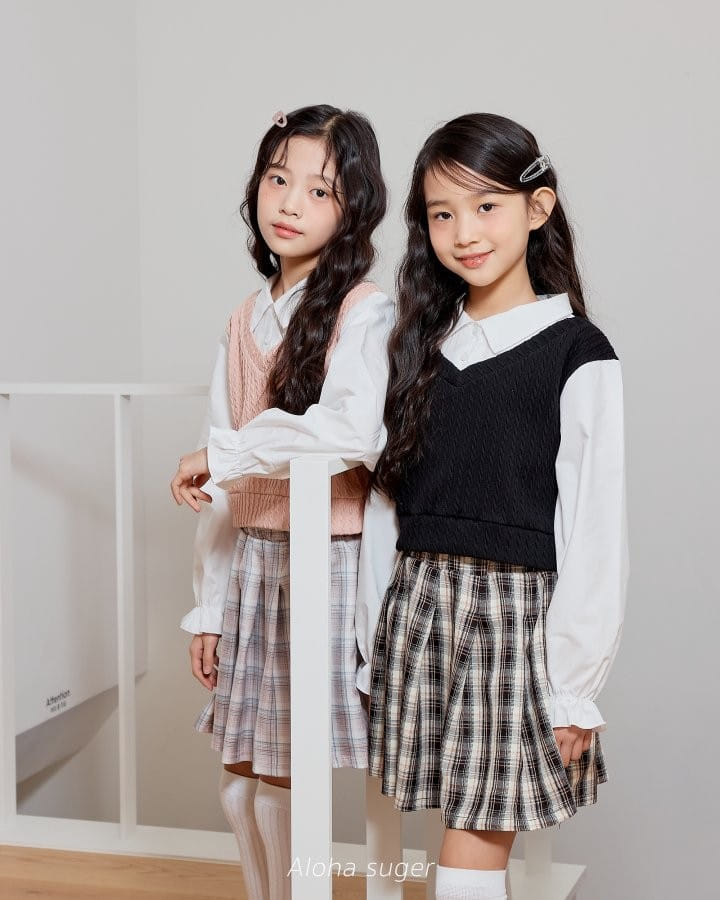 Aloha Suger - Korean Children Fashion - #Kfashion4kids - Check Wrinkle Skirt - 4