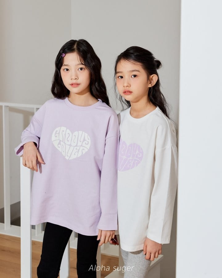 Aloha Suger - Korean Children Fashion - #magicofchildhood - Heart Long Tee - 10