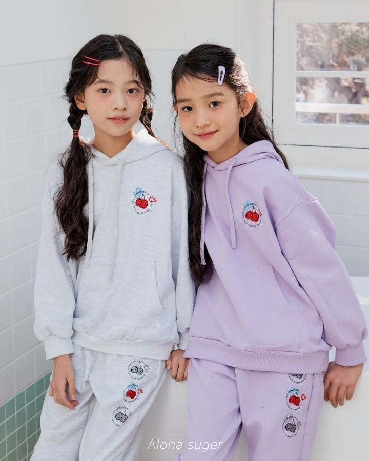 Aloha Suger - Korean Children Fashion - #stylishchildhood - Cherry Ble Top Bottom Set - 9