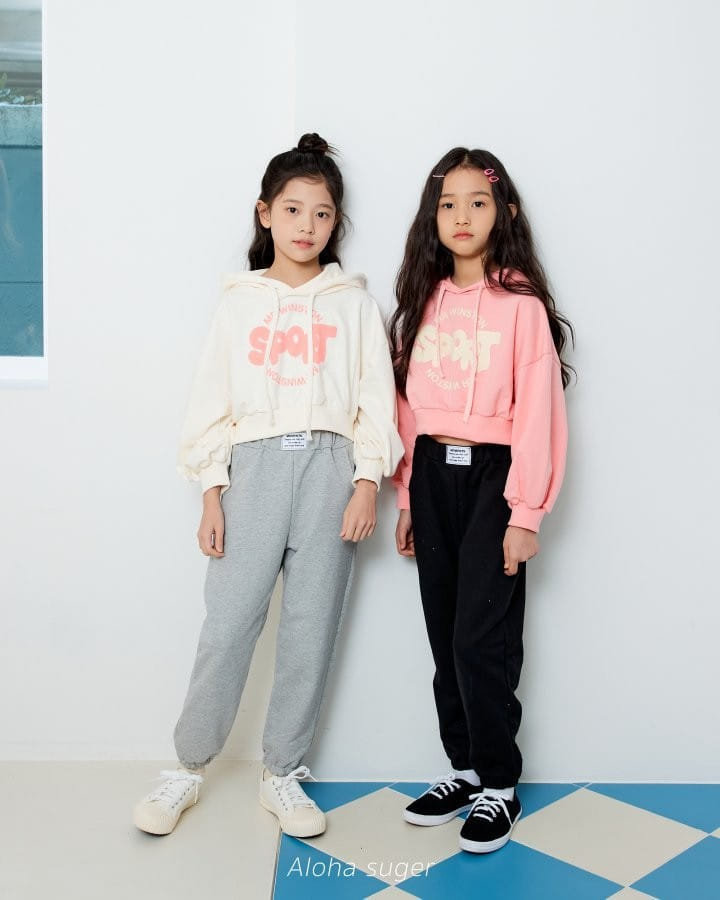 Aloha Suger - Korean Children Fashion - #todddlerfashion - Sporty Crop Hoody Tee - 2