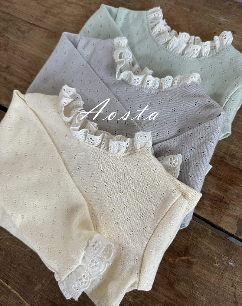 Aosta - Korean Children Fashion - #childofig - Eyelet Tee - 2