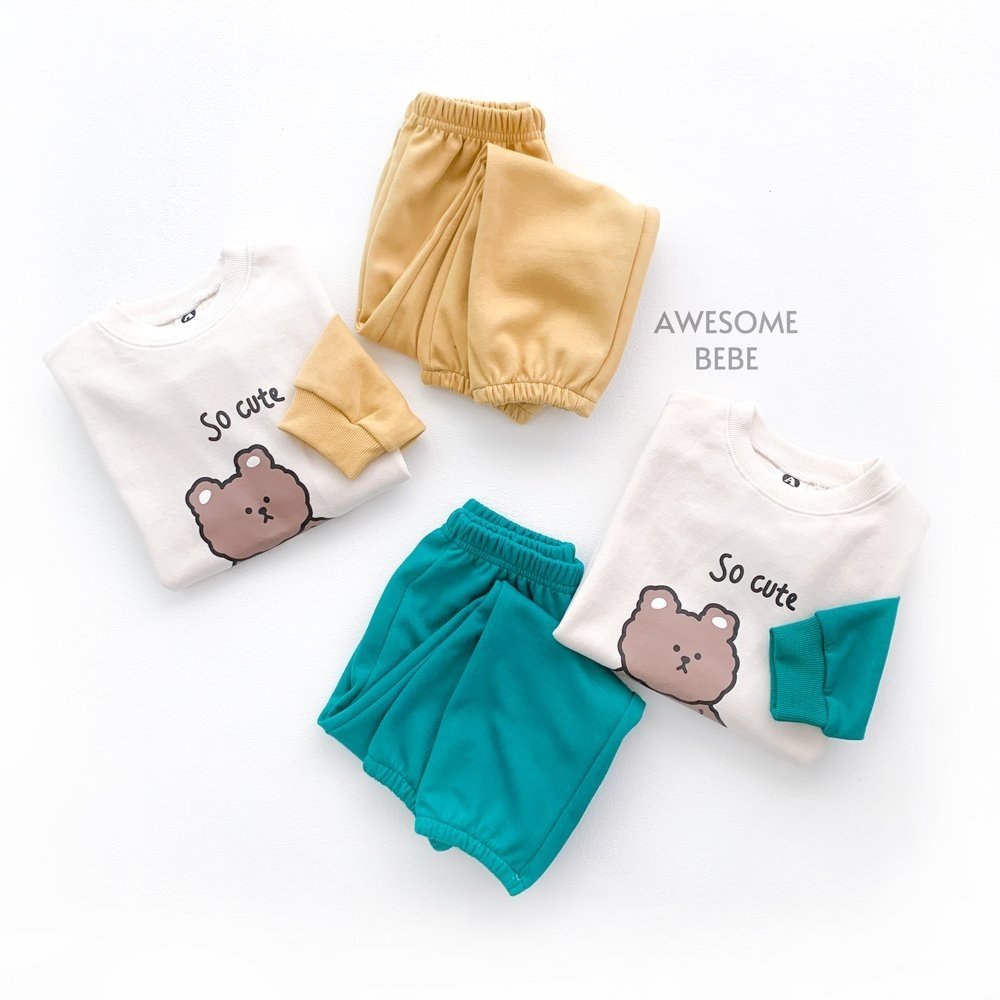 Awesome Bebe - Korean Children Fashion - #prettylittlegirls - Cube Bear Top Bottom Set