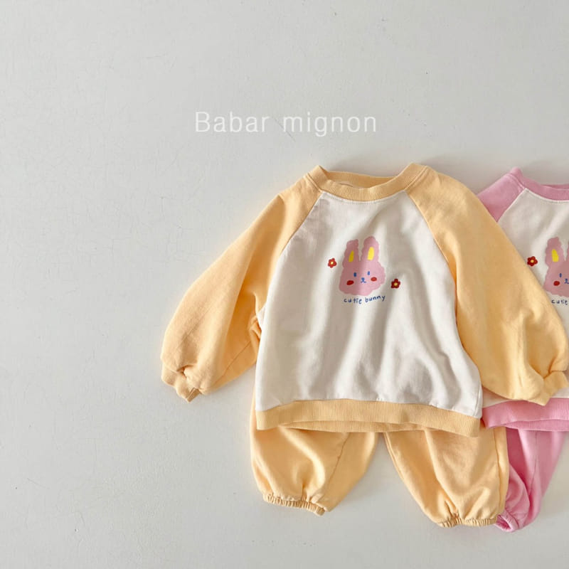 Babar Mignon - Korean Children Fashion - #kidsshorts - Rabbit Raglan Top Bottom Set - 2