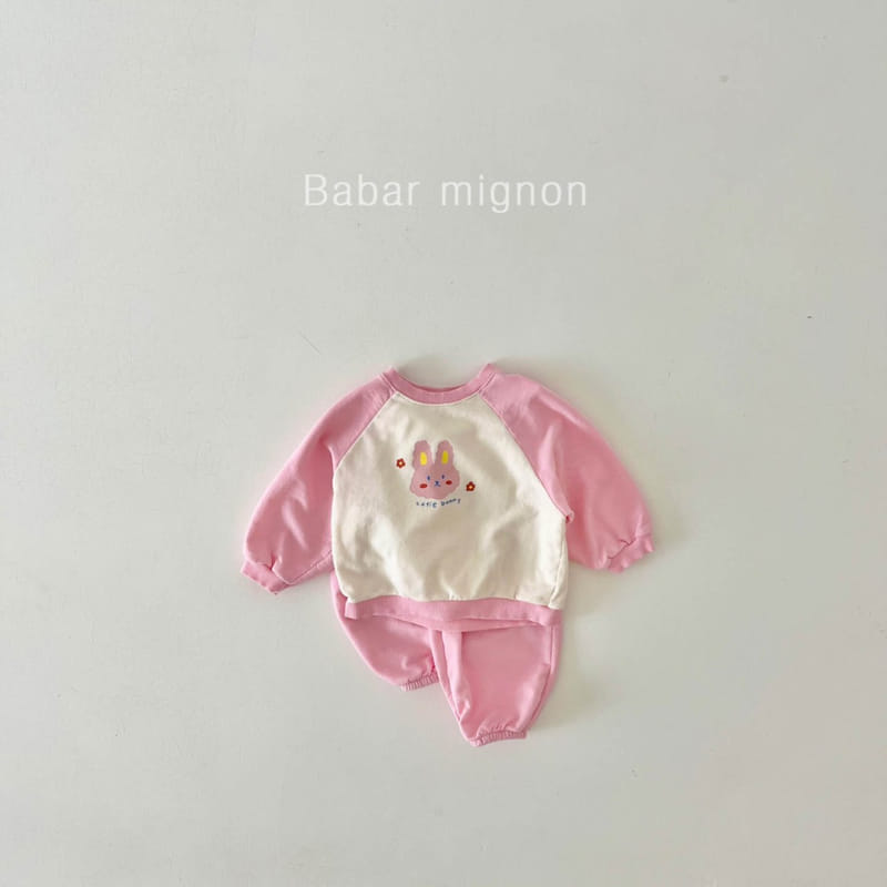 Babar Mignon - Korean Children Fashion - #kidsstore - Rabbit Raglan Top Bottom Set - 4