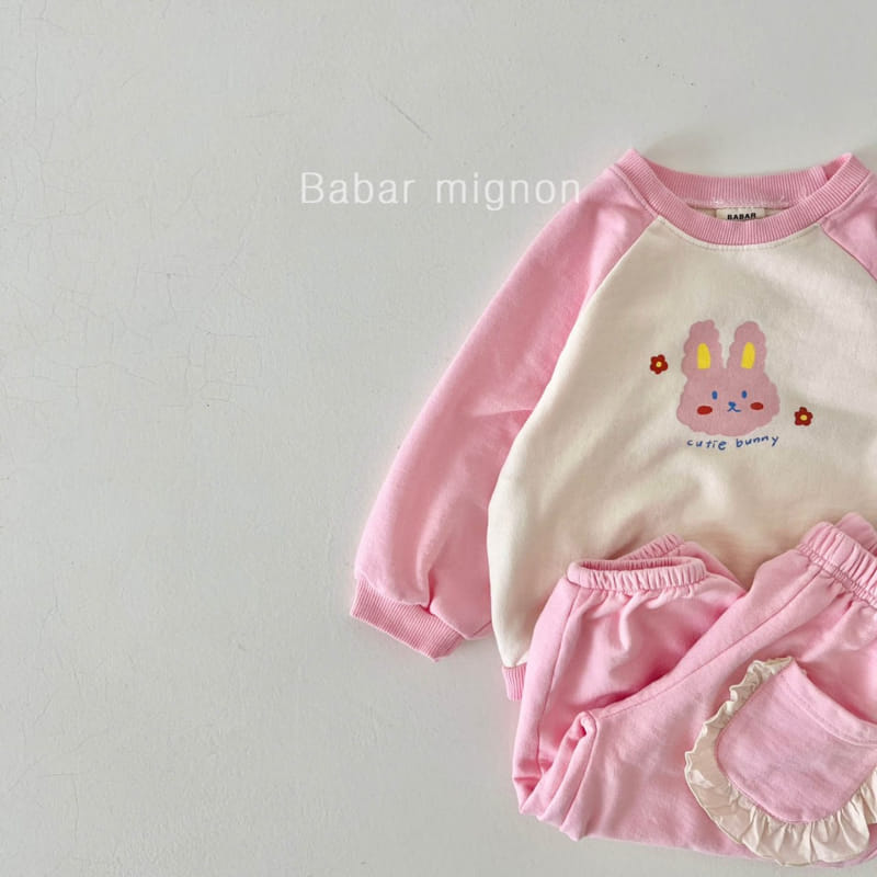 Babar Mignon - Korean Children Fashion - #prettylittlegirls - Rabbit Raglan Top Bottom Set - 9