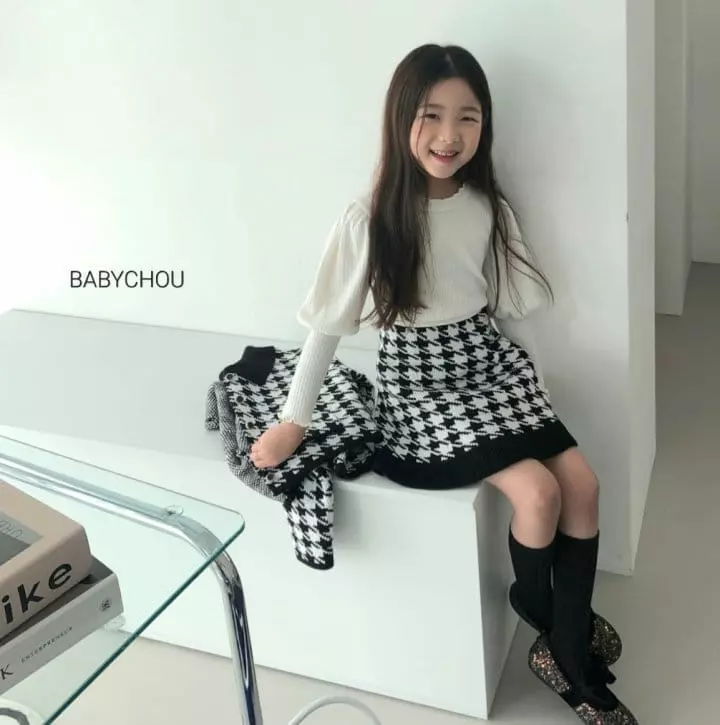 Babychou - Korean Children Fashion - #childofig - Hound Tooth Skirt - 11