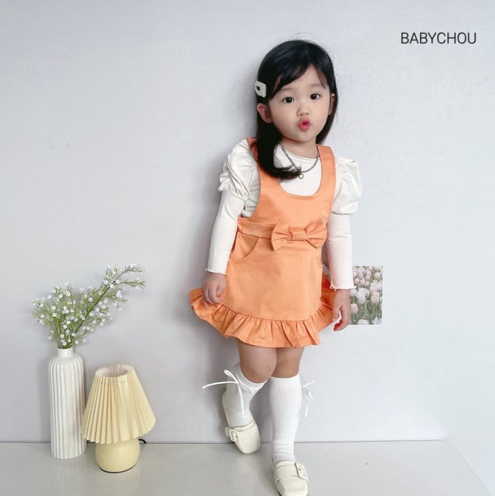 Babychou - Korean Children Fashion - #fashionkids - Ribbon One-piece - 4