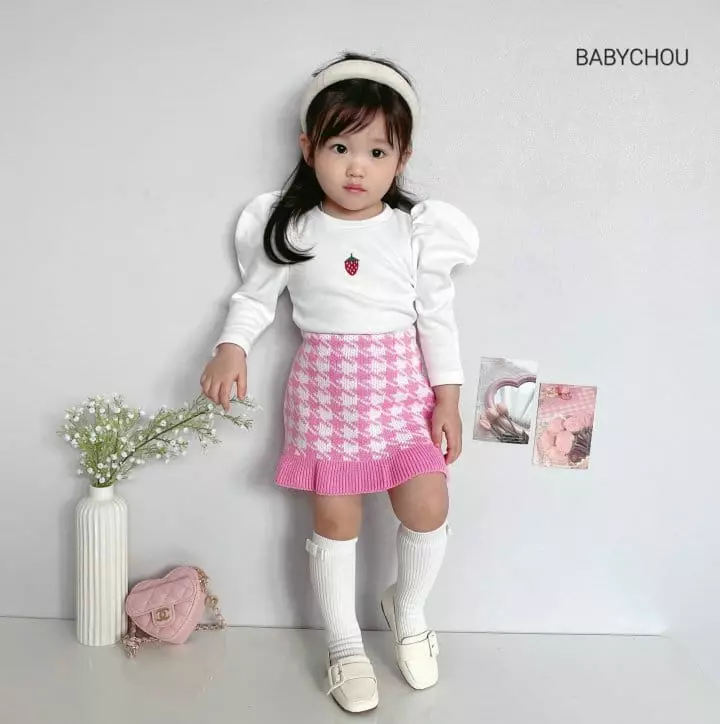 Babychou - Korean Children Fashion - #kidsshorts - Hound Tooth Skirt - 3