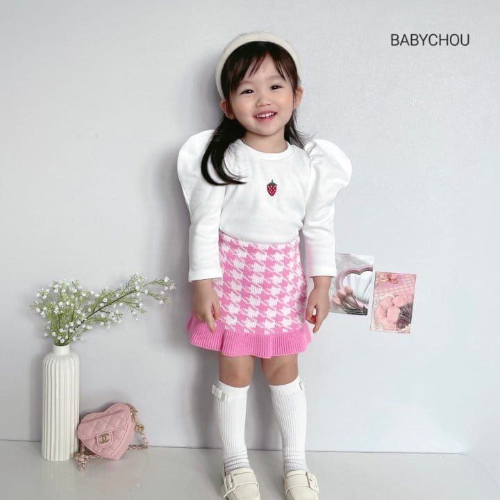 Babychou - Korean Children Fashion - #kidsshorts - Hound Tooth Skirt - 4