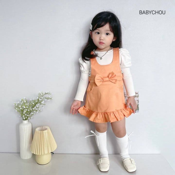 Babychou - Korean Children Fashion - #kidzfashiontrend - Ribbon One-piece - 6