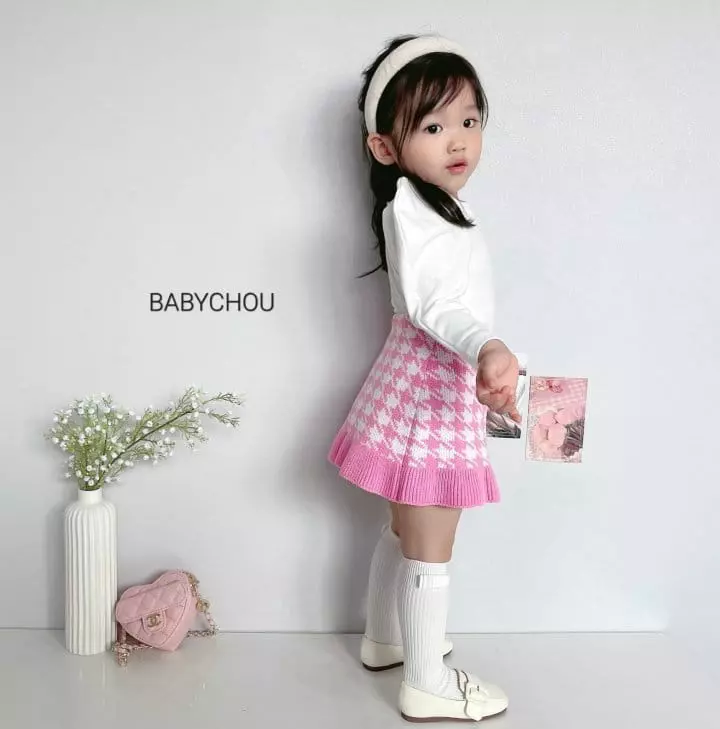 Babychou - Korean Children Fashion - #kidzfashiontrend - Hound Tooth Skirt - 5