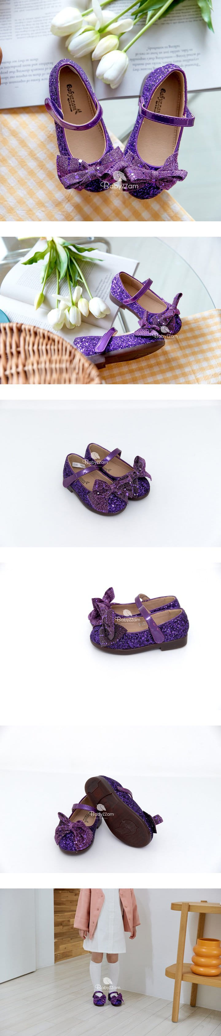 Babyzzam - Korean Children Fashion - #childofig - Y851 Tiara Ribbon LED Flats