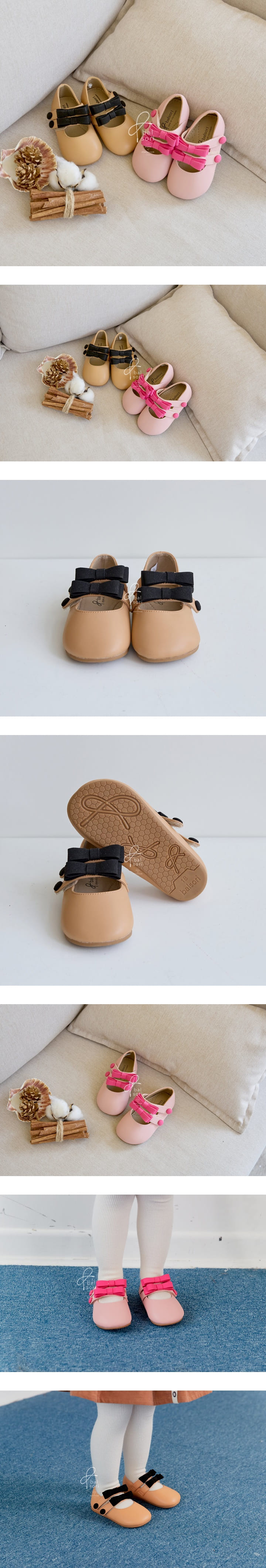 Babyzzam - Korean Children Fashion - #littlefashionista - BB379 Twin Ribbon Flats