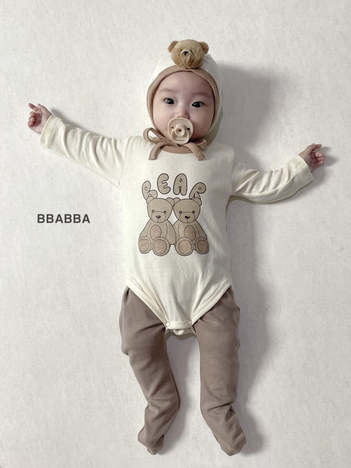 Bbabba - Korean Baby Fashion - #babyboutiqueclothing - Bear Bodysuit Bonnet Set - 3