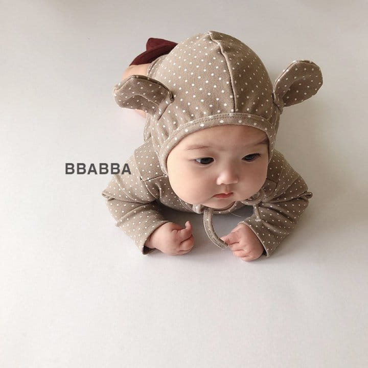 Bbabba - Korean Baby Fashion - #babyclothing - Dot Bear Bodysuit withg Bonnet - 12