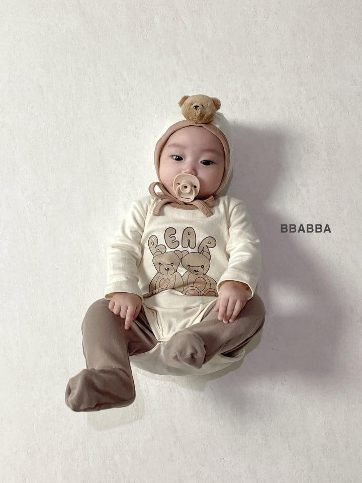 Bbabba - Korean Baby Fashion - #babyfever - Bear Bodysuit Bonnet Set - 6