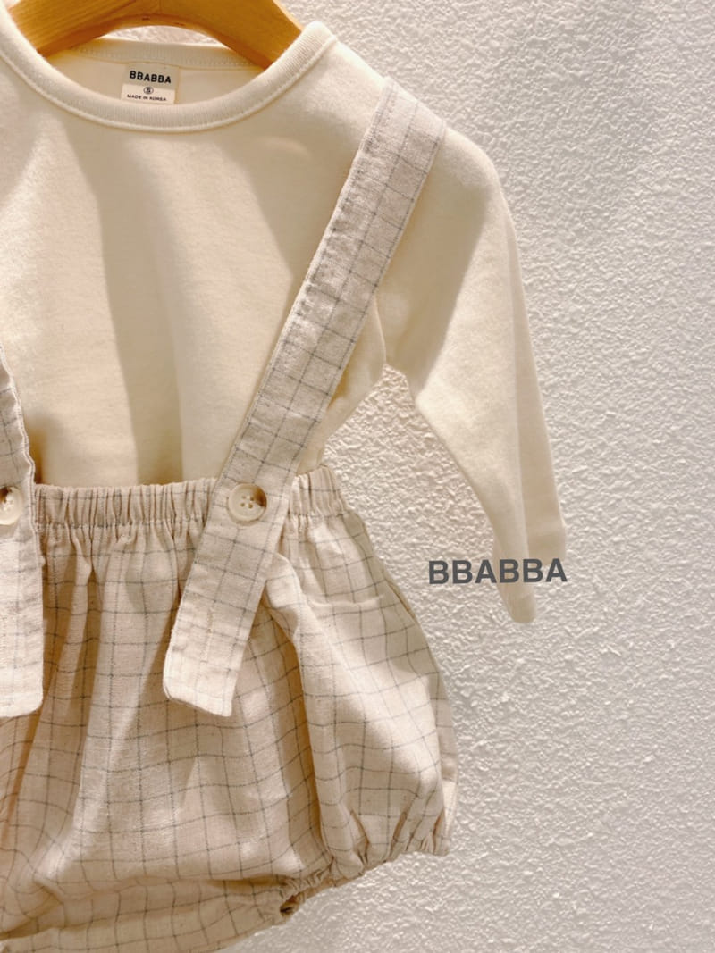 Bbabba - Korean Baby Fashion - #babygirlfashion - Check Dungarees Blommer - 2