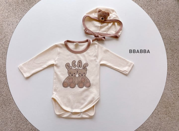 Bbabba - Korean Baby Fashion - #babylifestyle - Bear Bodysuit Bonnet Set - 8