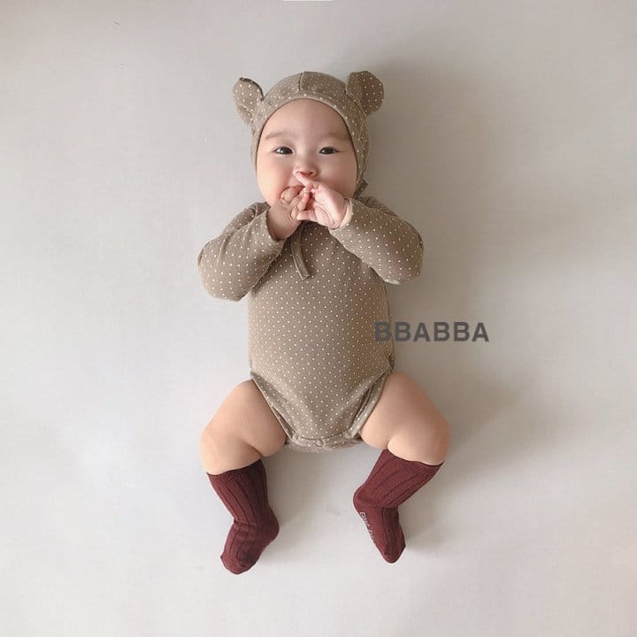 Bbabba - Korean Baby Fashion - #babylifestyle - Dot Bear Bodysuit withg Bonnet