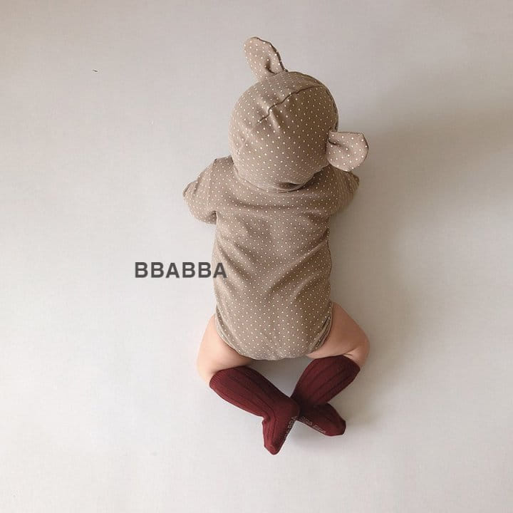 Bbabba - Korean Baby Fashion - #babyoninstagram - Dot Bear Bodysuit withg Bonnet - 2