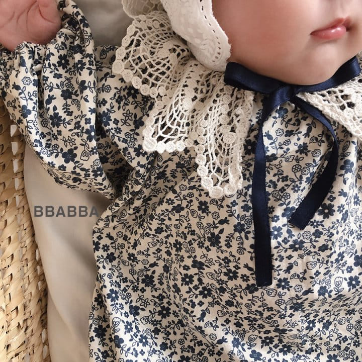 Bbabba - Korean Baby Fashion - #babyoninstagram - Navy Flower Bodysuit