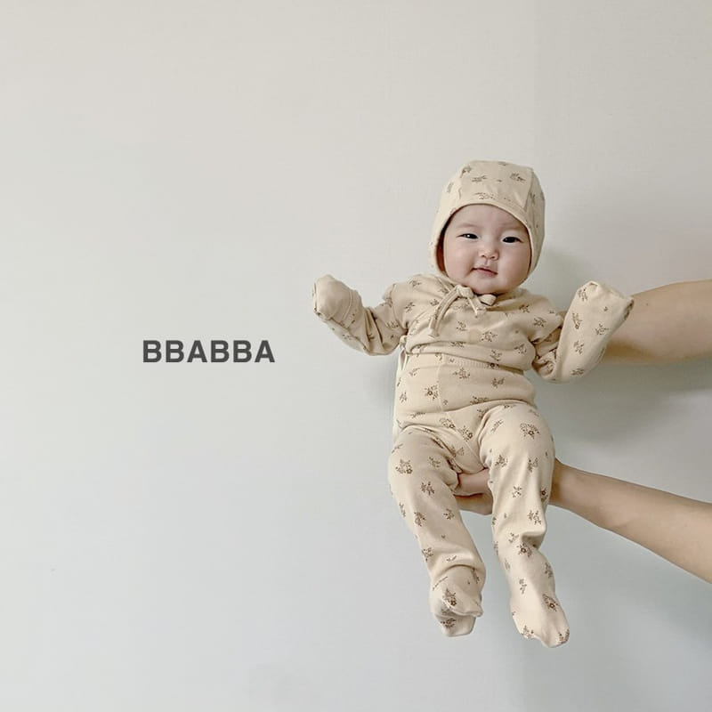 Bbabba - Korean Baby Fashion - #babyoninstagram - Brown Flower Benet Easywear with Bonnet - 6