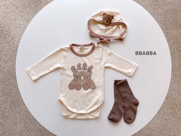 Bbabba - Korean Baby Fashion - #babyootd - Bear Bodysuit Bonnet Set - 10