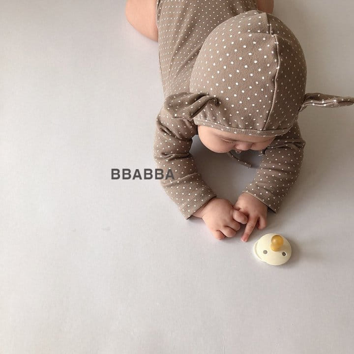 Bbabba - Korean Baby Fashion - #babyootd - Dot Bear Bodysuit withg Bonnet - 3