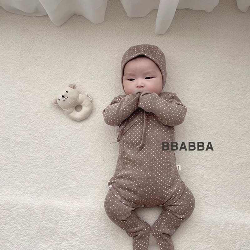 Bbabba - Korean Baby Fashion - #babyootd - Benet Dot Bodysuit with Leggings Bonnet - 2