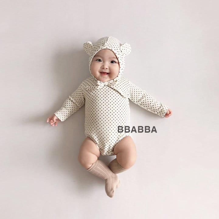 Bbabba - Korean Baby Fashion - #babyoutfit - Dot Bear Bodysuit withg Bonnet - 5