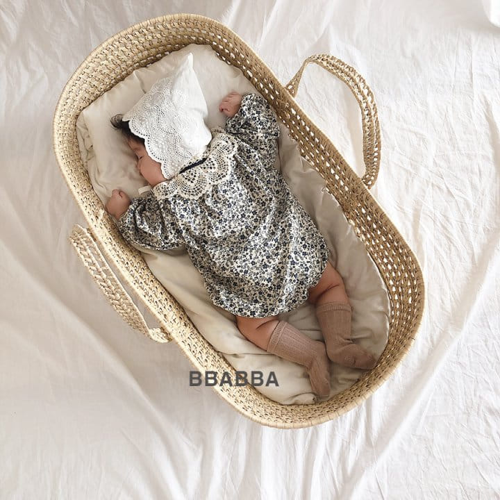 Bbabba - Korean Baby Fashion - #babyoutfit - Navy Flower Bodysuit - 3