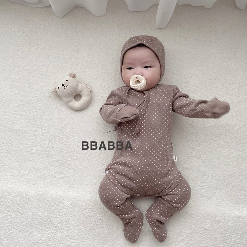 Bbabba - Korean Baby Fashion - #babyoutfit - Benet Dot Bodysuit with Leggings Bonnet - 3