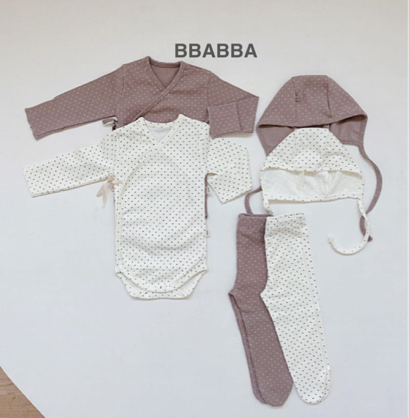 Bbabba - Korean Baby Fashion - #babyoutfit - Benet Dot Bodysuit with Leggings Bonnet - 4