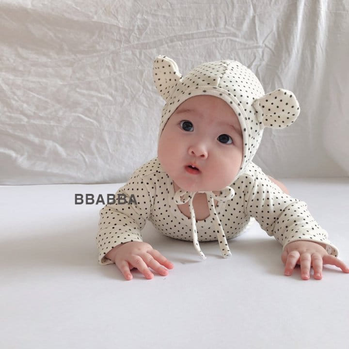 Bbabba - Korean Baby Fashion - #onlinebabyboutique - Dot Bear Bodysuit withg Bonnet - 7