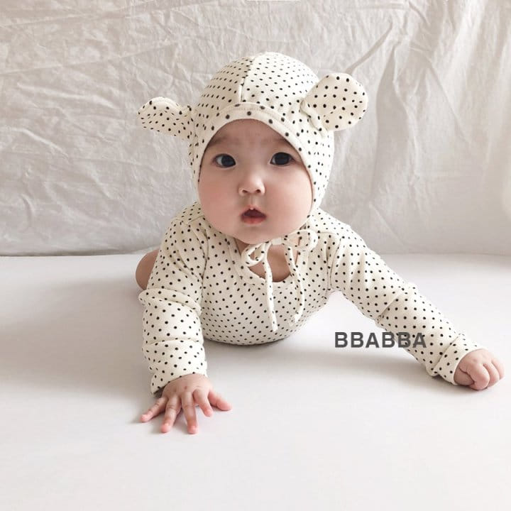 Bbabba - Korean Baby Fashion - #onlinebabyshop - Dot Bear Bodysuit withg Bonnet - 8