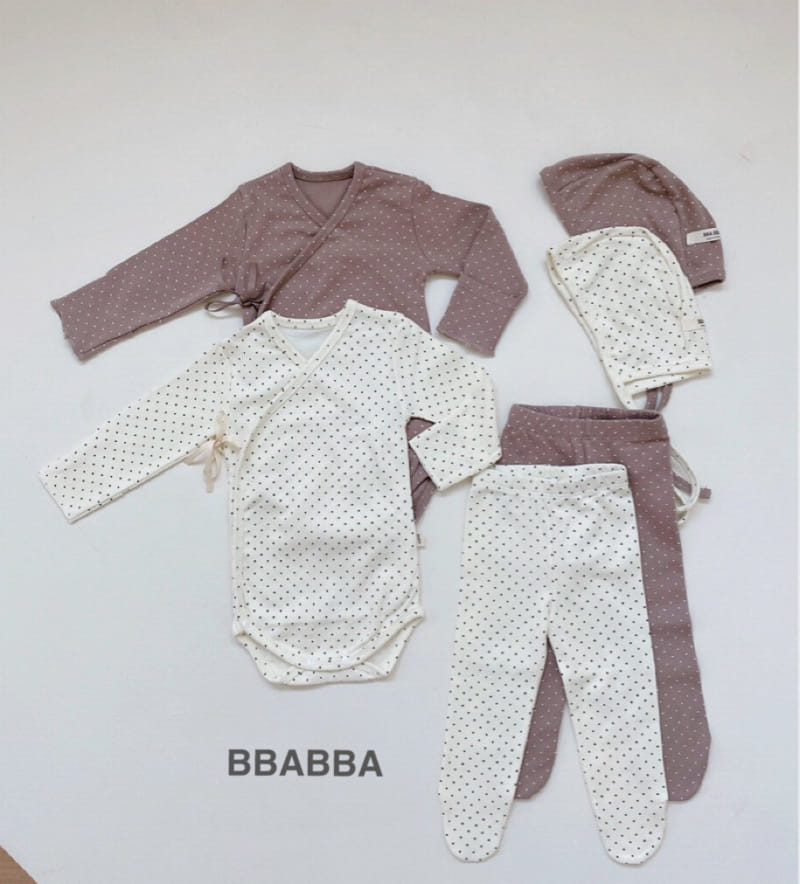 Bbabba - Korean Baby Fashion - #onlinebabyshop - Benet Dot Bodysuit with Leggings Bonnet - 7