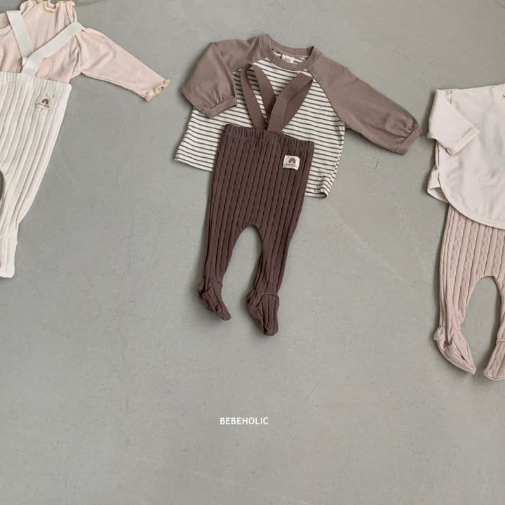 Bebe Holic - Korean Baby Fashion - #onlinebabyshop - Jacquard Dungarees Leggings