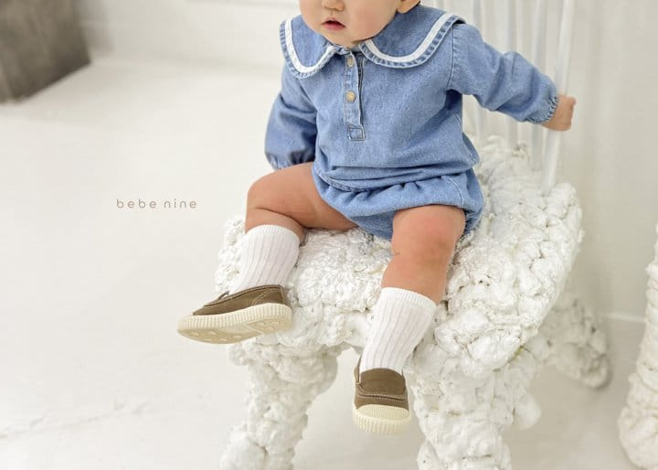 Bebe Nine - Korean Baby Fashion - #babyboutique - Bebe Denim Sailoy top Bottom Set - 9