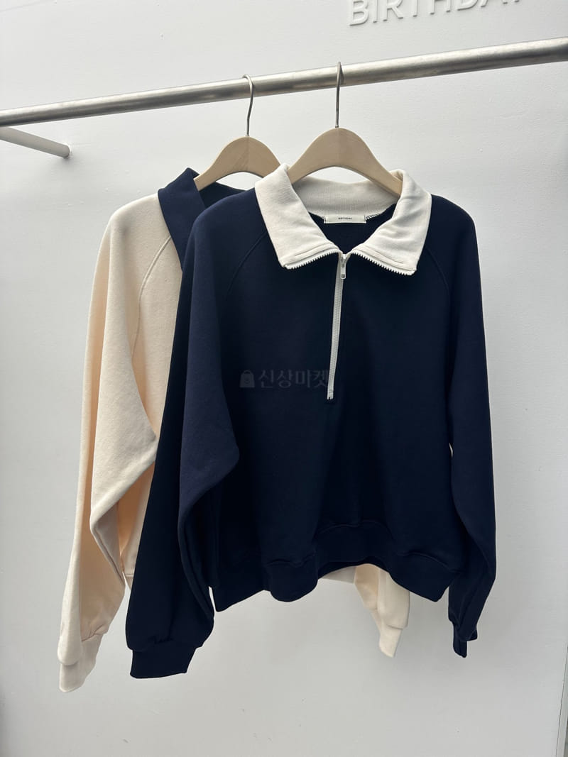 Birthday - Korean Women Fashion - #womensfashion - Color Half Zip-up Sweatshirt - 4