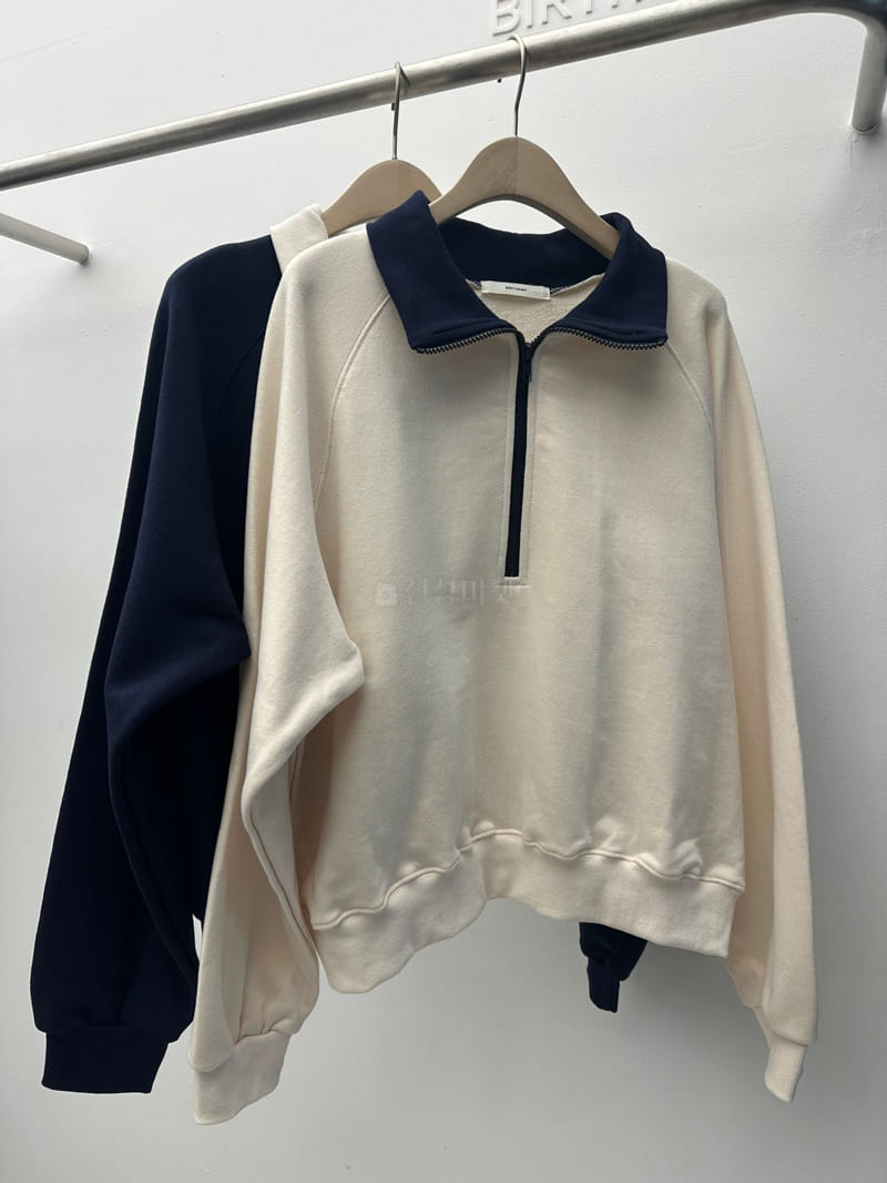 Birthday - Korean Women Fashion - #womensfashion - Color Half Zip-up Sweatshirt