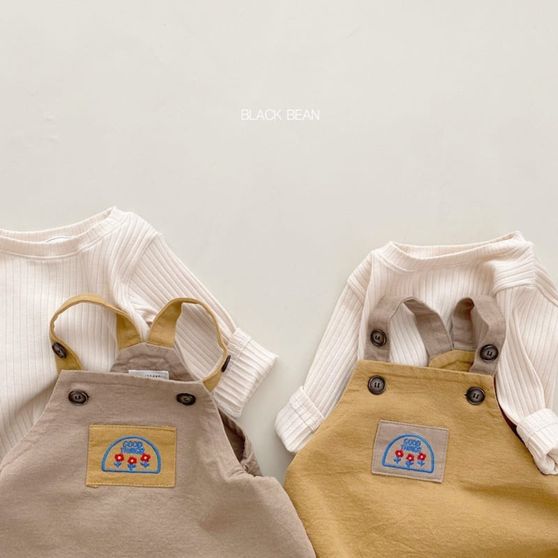 Black Bean - Korean Baby Fashion - #babyoninstagram - Bebe Egg Dungarees Tee Set - 8