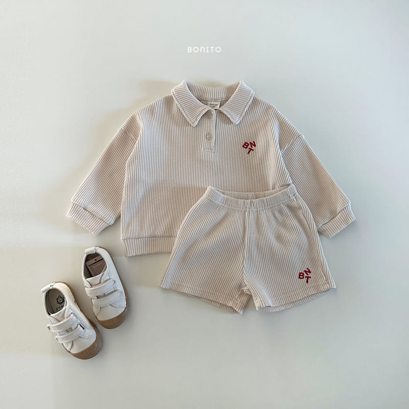 Bonito - Korean Baby Fashion - #babyootd - BNT Waffle Top Bottom Set - 5