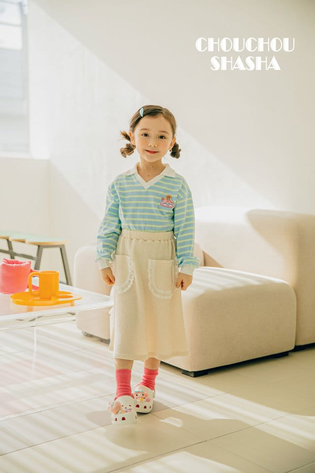 Chouchou Shasha - Korean Children Fashion - #kidsshorts - Bear Collar Tee - 5