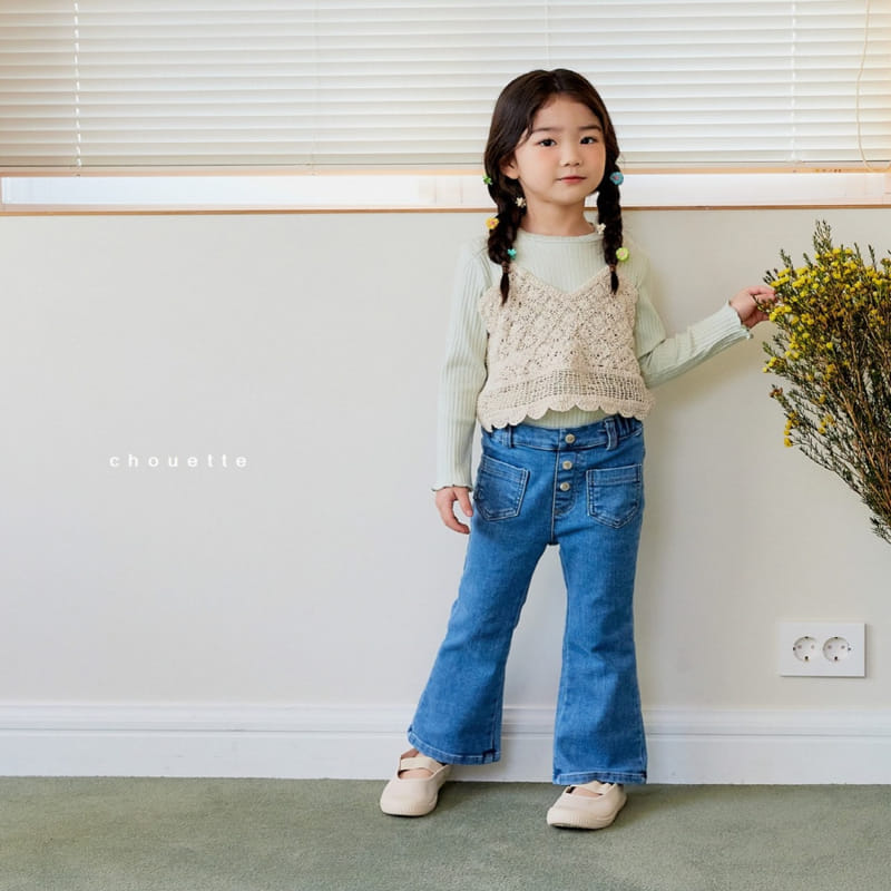 Chouette - Korean Children Fashion - #kidsstore - Button Bootscut Jeans