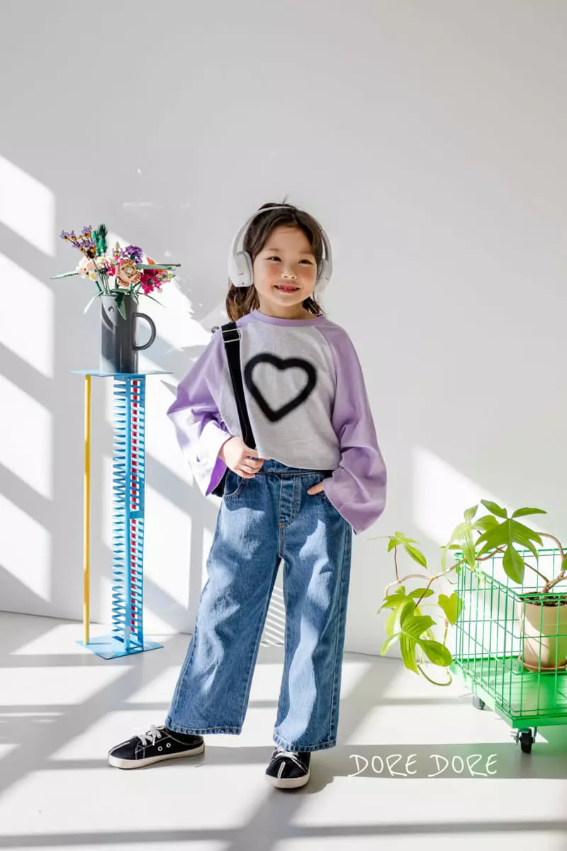 Dore Dore - Korean Children Fashion - #designkidswear - Heart Raglan Crop Sweatshirt